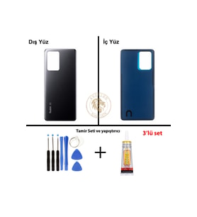Redmi Note 12 Pro Plus 5G - Lenssiz Siyah Uyumlu Arka Kapak + Yapıştırıcı ve Vida Seti