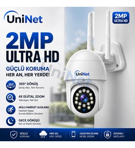Uninet Dönebilen Dış Mekân Wifi Kamera – Ultra Hd, Akıllı Hareket Algılama, 4x Dijital Zoom ve Gece Görüşü