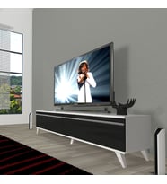 Decoraktiv Eko 140T Mdf Retro Tv Ünitesi Tv Sehpası (Siyah - Beyaz)