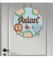 Kişiye Özel Çocuk Odası Aslan Fil Kelebek Kapı Süsü