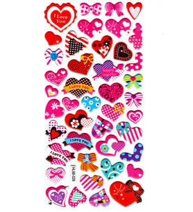 Sticker Kabartmalı Stiker Defter, Planlayıcı Etiket (HL88-028)-17x9 cm- Kalp Kurdele