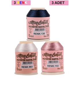 3 Adet Altınbaşak Oya ve Dantel İpi 20 gr - Royaleks - No: 903 - 102 - 136