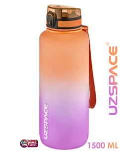 Uzspace Motivasyon Matarası 1500 ml MEGA BÜYÜK BOY Çift Renk Tritan 8 Farklı Renk