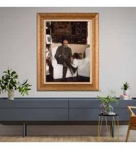 Altın Paspartulu Atatürk  Çerçeveli Tablo C509 (Gold)