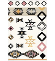 Eliana Home Baskılı, Yıkanabilir Kaymaz Taban Salon Halısı LNA1663 100x150 cm (Beyaz)