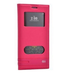 Zore G5 ile Uyumlu Elite Serisi Pencereli Kapaklı Kılıf Pembe
