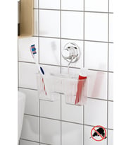 DELME VİDA MATKAP YOK! VAKUMLU PLASTİK ÇOK AMAÇLI BANYO FIRÇALIK RAFI KROM DM058