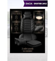dacia duster 2012 Koltuk ve Kılıf uyumlu Yastık Minder Lüks Siyah 2 Minder 2 Yastık