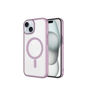 Apple iPhone 15 Plus Uyumlu Kılıf Wireless Şarj Özellikli Sert PC Zore Mat Riksos M-safe Kapak (Pembe)