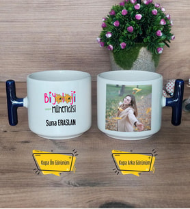 Biyoloji Mühendisi Kupa Bardak Fotoğraflı T Lacivert Kulplu Mühendisler Günü Hediyesi