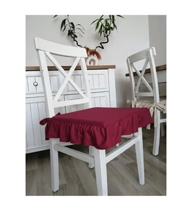 Bordo Fırfırlı Sıvı & Leke Itici Iskandinav Sandalye Minderi