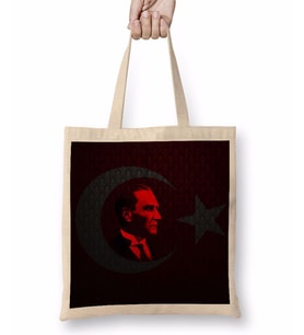 Atatürk 01 Bez Çanta Uzun Saplı