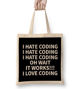Programmer Coding Hate Love Humor Gift Bez Çanta Uzun Saplı