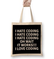 Programmer Coding Hate Love Humor Gift Bez Çanta Uzun Saplı