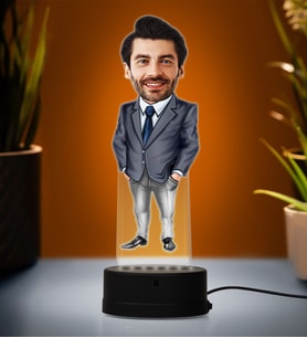 Doğum Günü Hediyesi,Sevgiliye Hediye, Kişiye Özel Fotoğraflı Karizmatik Müdür Karikatür 3D Led Lamba (Beyaz)