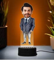 Doğum Günü Hediyesi,Sevgiliye Hediye, Kişiye Özel Fotoğraflı Karizmatik Müdür Karikatür 3D Led Lamba (Beyaz)