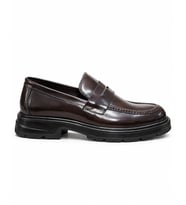 KOMÇERO 3852 HAKİKİ DERİ KALIN TABAN LOAFER AYAKKABI KAHVE AÇMA RUGAN