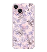 PrintiFy Apple iPhone 15 Plus Uyumlu Kamera Korumalı Floral Lila Tasarımlı Şeffaf Silikon Kılıf
