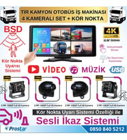 Tır ve Kamyon 10.36" Dokunmatik 4 kameralı 256 GB Destekli Kör Nokta Uyarı Sistemli Kamera Seti