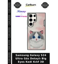 Samsung Galaxy S24 Ultra Göz Detaylı Big Eyes Kedi Kılıf 3D Renkli Arka Büyük Gözlü Hayvan Sever