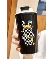 316 L Çelik Siyah Tavşan Figür 400 ml Kahve El Termos Mug cin483sy