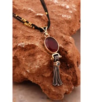 Yakut Elişi Tasarım Gümüş Kolye 6565 (Bordo)