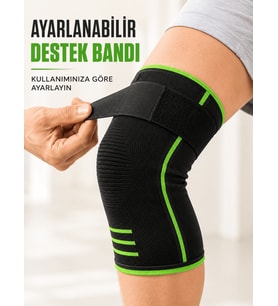 Ayarlanabilir Bantlı Spor Dizlik Nefes Alabilen Esnek Diz Destekleyici Siyah Yeşil