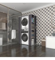 Kenzlife çamaşır-kurutma makinesi dolabı umare gri 187*110*60 çekmeceli raflı banyo (Beyaz)