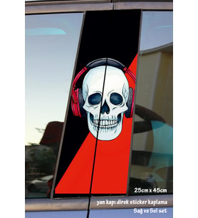 dj kuru kafa kırmızı siyah kapı çıta kaplama folyosu - sag sol set baskılı 2 ader tuning modifiye etiket yapıştırıcı