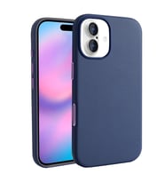 Apple iPhone 17 Uyumlu Kılıf M-safe Şarj Özellikli PU Deri Görünümlü Zore Kupra Kapak (Lacivert)