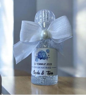 Söz - Nişan -Nikah Hediyesi Simli ve İncili Kolonya (10 Adet) 005 (Şeffaf)