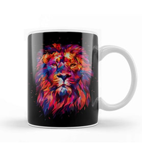 Abstract King Lion Kupa Bardak Porselen