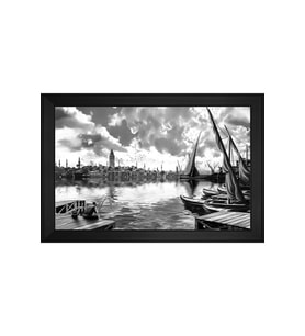 Eski İstanbul Motifli Kanvas Tablo 80 x 110 cm Siyah Çerçeve