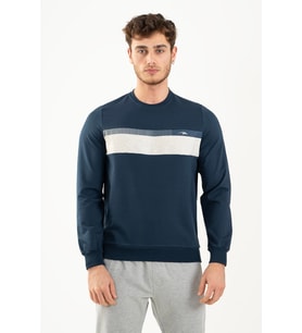 Maraton Regular Erkek Bisiklet Yaka Navymelanj Sweatshirt