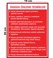 Metal Yangın Önleme Tedbirleri 15 cm x 20 cm Uyarı Levhası Yönlendirme Tabelası