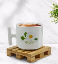 BK Gift Kişiye Özel Papatya Temalı T Kulplu Beyaz Middle Kupa Bardak-4