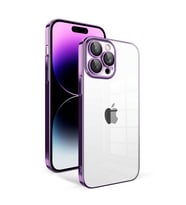 Lexroo iPhone 14 Pro Max Kılıf Kamera Korumalı Renkli Çerçeveli Garaj Kılıf - Koyu Mor