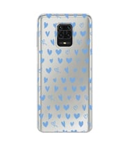Redmi Note 9 Pro / 9s Uyumlu Mavi Kalpler Tasarımlı Şeffaf Telefon Kılıfı