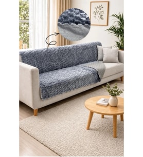 Kaymaz Tabanlı Kabartmalı Peluş Çok Amaçlı Örtü
