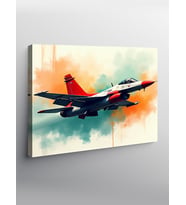 Kanvas Tablo Kırmızı Jet Uçağı Uçuşu
