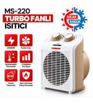 SICAK - SOĞUK TURBO FANLI ISITICI 3 KADEME HIZ AYAR 2000W MS-220 (5343)