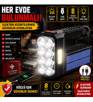 Güneş Enerjili Kamp Lambası 8'li Ultra Güçlü LED Yan Işık USB Solar Kamp Balıkçılık Acil Durum Fener
