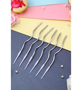 Spiral Kıvrık Gümüş Parlak Gümüş Mumlar Pasta Mumu 6lı