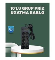 Mey İthalat® Termal Koruma Sistemli USB Type-C 10’lu Grup Priz 2m 2500W Güç Kapasiteli