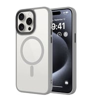 Coverzone ?Phone 15 Pro Max ile Uyumlu Sert PC Arka Y�zey Wireless ?arj �zellikli Buzlu Saydam ZF Kapak