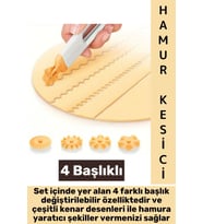Dayanıklı Ergonomik Hamur Makarna Kurabiye Değiştirilebilir 4 Başlıklı Şekillendirici Hamur Kesici