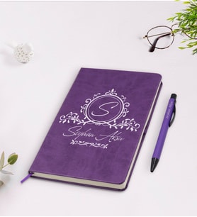 BK Gift Kişiye Özel İsimli Mor Termo Deri Defter Kalem Seti Model 11