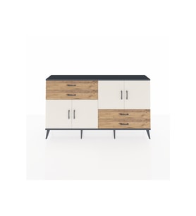 Arges Konsol 3 Raflı 4 Çekmeceli 4 Kapaklı 176x30x99 Antrasit-Aytaşı/Çam
