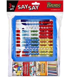 Brons 3'lü Say Say Set (Mihsap, Sayı Çubuğu ve Sayı Fasulyesi)