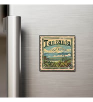Tanzanya Tanzania - Posta Pulu Temalı Ülke - Baskılı Buzdolap Magneti Kare - 9x9 cm